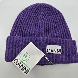 GANNI RECYCLED WOOL BEANIE PERSIAN VIOLET